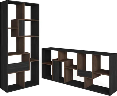 Immagine prodotto di VERSO Libreria scaffale, 67x31x162cm, Per libri, Nero e Rovere scuro