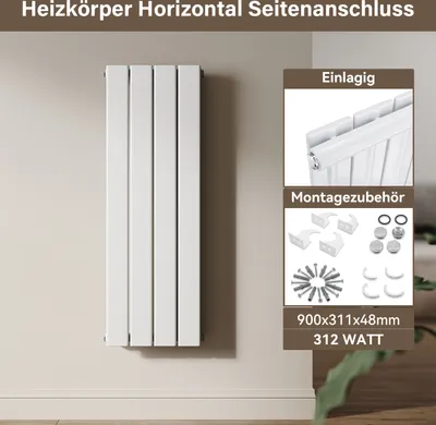 Zdjęcie produktu dla SONNI grzejnik płytowy 900×311mm jednowarstwowy biały Grzejnik pionowy