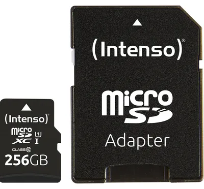 Obrázek produktu pro Intenso microSD 256GB UHS-I Perf CL10- Performance - 256 GB - MicroSD - Class 10 - UHS-I - Class 1 (U1) - Odolná proti nárazům - Odolná proti teplotám - Vodotěsná - Odolná proti rentgenovému záření (3424492)
