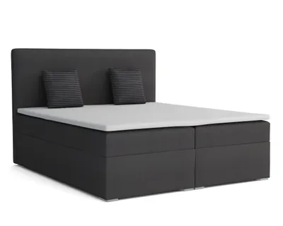 Produktbild von Boxspringbett BOSTON 180x200 cm Velour Paros 6 Dunkelgrau Komplettbett inkl..Taschenfederkernmatratzen 7 Zonen H4 Polsterbett