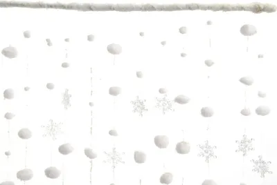Produktbild von Schneeballvorhang mit Flocken  weiß 90 x 200 x 3 cm