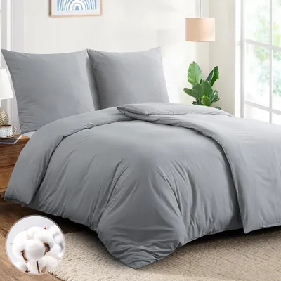 Immagine prodotto di Set di lenzuola 135x200 cm, cotone, 4 pezzi, grigio chiaro, con cerniera