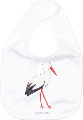 Produktbild von Mr. & Mrs. Panda Schlabberlatz Storch - Weiß - Geschenk, Tiere, Geburt, Baby, Babylätzchen, Mütter, Schwangerschaft, Kinderlätzchen, Schlabberlätzchen, Lätzchen Für Babys