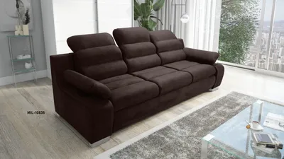 Produktbild von Sofa DENVER - mit Schlaffunktion, Schlafsofa, Dreisitzer, mit manueller Kopfteil-Verstellung, hohe Belastbarkeit - Dunkellila