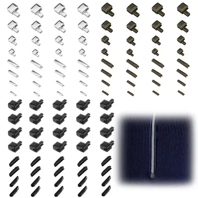 Reißverschluss-Reparaturset 104-tlg., 4 Größen #3–#10, Bronze/Silber/Schwarz