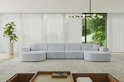 Produktbild von ALTDECOR Ecksofa in U-Form  MARI-U2 - 388x171x79,5 cm  Grau -  Corner Sofa Bett Eckcouch Couch L-Form Wohnlandschaft  Cauchsofa