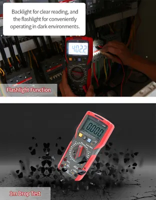Image de UNI-T UT89X Multimètre numérique de haute précision Mini multimètre universel portatif 6000 comptes Affichage LCD True RMS Mesure AC/DC Voltage Courant Résistance Capacitance Fréquence Température Testeur de diodes avec lampe de poche