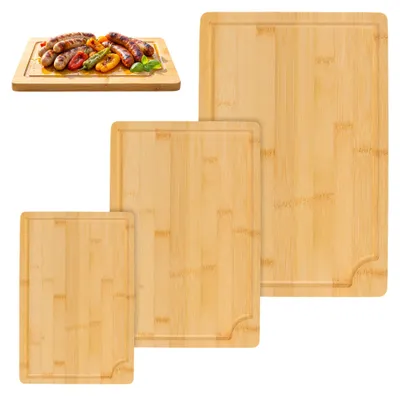 3-teiliges Bambus-Schneidebrett-Set, Natur, 38/30/22 cm