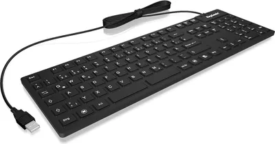 Zdjęcie produktu dla KeySonic KSK-8030 IN (UK), Pełnowymiarowy (100%), Przewodowa, USB, QWERTY, Czarny