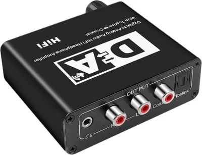 Produktbild von Digital bis Analog Audio Converter mit USB Kabel Toslink Optical L/R RCA schwarz