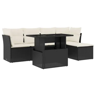 Produktbild von vidaXL 6-tlg. Garten-Sofagarnitur mit Kissen Schwarz Poly Rattan
