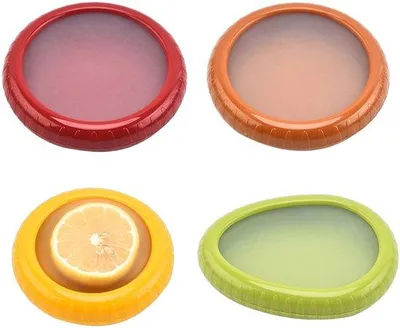 Produktbild von Silikonische Fruchtkonservierbehälter, 4 Stück, für frisches Obst und Gemüse, Avocadokonservierung, silikonische Fruchtkonservierung, frische Lebensmittel halten