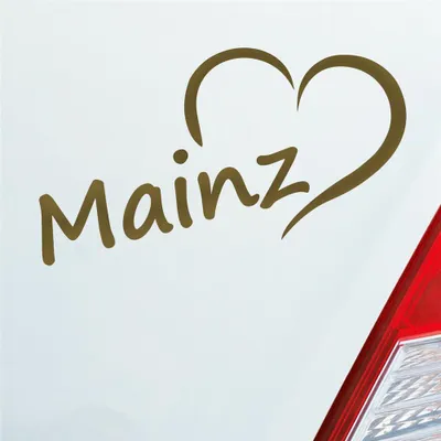 Produktbild von Auto Aufkleber Mainz Herz Heart City Stadt Motorrad 16x8 cm Gold Sticker Heckscheibenaufkleber