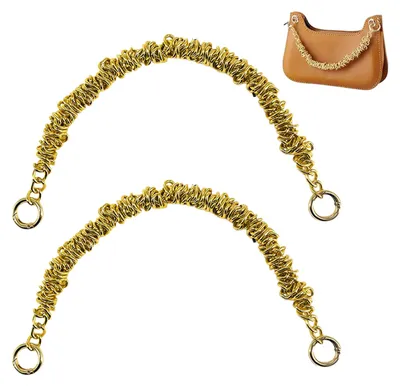 Handtasketten 2er-Pack, 37 cm, Gold, Metall, mit Federringen