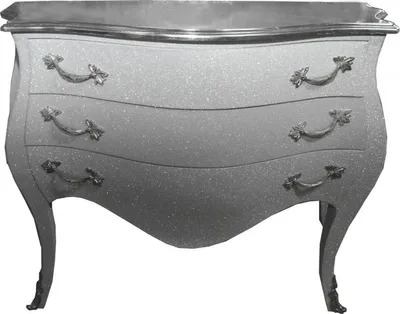Immagine prodotto di Casa Padrino cassettiera barocca bianca / glitter look 120 cm con piano d'argento