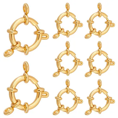 Image de Fermoirs en forme de ressort en acier inoxydable (lot de 8) – Pour la fabrication de bijoux artisanaux – Couleur or, dimensions 23 x 14 mm