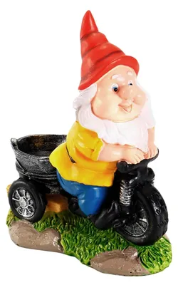 Produktbild von Lustiger Gartenzwerg auf Dreirad, aus Harz