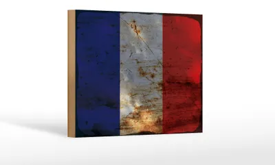 Produktbild von Holzschild Flagge Frankreich 18x12 cm Flag of France Rost Dekoration