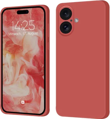 Produktbild von Hülle für Apple iPhone 16 Case Cover Bumper Silikon Softgrip Schutzhülle Farbe: Rot