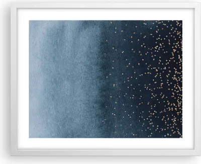Produktbild von Gerahmtes Poster - Weißer Rahmen - Blau Golden Hintergrund - 50x40 cm - Wand Bild - Wanddeko - Wandbilder - Kunstposter - Wandposter - Bilderrahmen - Bilder - Kunstdruck - P2WAA50x40-5094