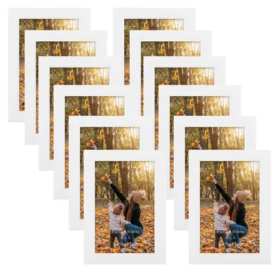 Image de Ensemble de 12 cadres photo EXYGLO, format 10x15 cm, cadres photo blancs pour créer une composition avec des photos de 15x10 cm