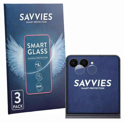 Produktbild von 3x Savvies Schutzglas Folie für Samsung Galaxy Z Flip 8 (NUR Kameraschutz) 9H Panzer Schutzfolie Glas Displayschutz klar transparent