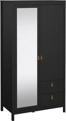 Image de Lagertha - Armoire 2 Portes, 102x199h cm Noir, Porte-Manteaux