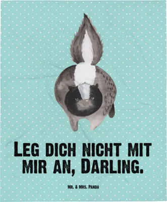 Produktbild von Mr. & Mrs. Panda Kinderwagendecke Stinktier Angriff - Türkis Pastell - Geschenk, Wildtier, Plaid, Babydecke, Fleecedecke, Schmusedecke, Erstlingsdecke, Drohung, Raubtier