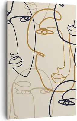 Produktbild von Bild auf Leinwand - Leinwandbild - Einteilig - Frau Gesicht Linie - 80x120cm - Wand Bild - Wanddeko - Wandbilder - Leinwanddruck - Wanddekoration - Leinwand bilder - Wandbild - PA80x120-5109