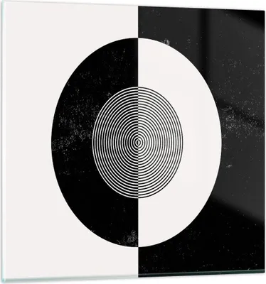 Produktbild von Bilder auf glas - Einteilig - Abstraktion Rad Schwarz und Weiß - 60x60cm - Glasbilder - Wandbilder - Bilder - Wanddekoration aus Glas - Glas Bilder - Wandbild auf Glas - GAC60x60-4316