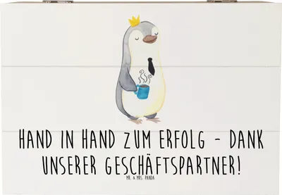 Produktbild von Mr. & Mrs. Panda Kiste Erfolg Geschäftspartner 22 x 15 cm - Weiß - Geschenk, Bedanken, Holzbox mit Deckel, Zusammenarbeit, handgefertigt, geschenkkiste, schatztruhe