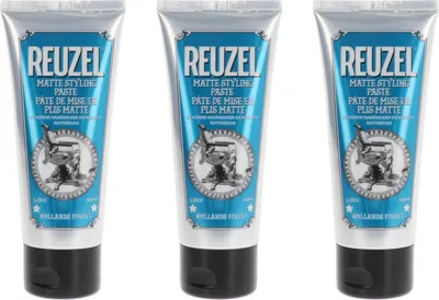 Produktbild von REUZEL Styling Paste Matt mit mittlerem Halt, feuchtigkeitsspendend, leicht auswaschbar, 3x100 ml