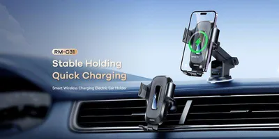 Image de chargeur sans fil Qi 15W Chargeur de voiture automatique Support de téléphone portable de voiture