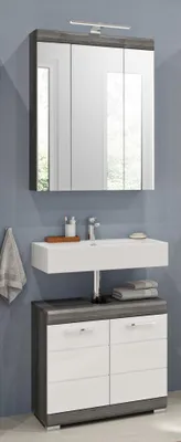 Immagine prodotto di Scout 2 combinazione bagno 2 pezzi argento fumé / bianco lucido, illuminazione LED: senza illuminazione