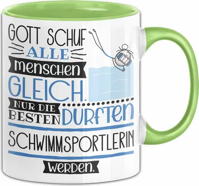 Produktbild von Schwimmsportlerin Geschenk Becher Tasse Gott Schuf Alle Menschen Gleich Nur Die Besten Durfeten Schwimmsportlerin Werden Geschenkidee Lustig (Grün)