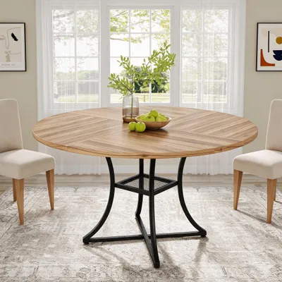 Image de Table ronde de 100 cm, table de cuisine pour 4 à 6 personnes