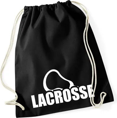 Produktbild von Huuraa Turnbeutel Lacrosse Schriftzug 12 Liter Black Baumwolle Rucksack Geschenkidee