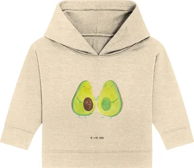 Produktbild von Mr. & Mrs. Panda Organic Baby Hoodie Avocado Pärchen 12. - 18. Monat - Natural Raw - Geschenk, Liebe, Schwangerschaft, Kinder, Geburt, Kapuzensweatshirt, Kapuzenshirt