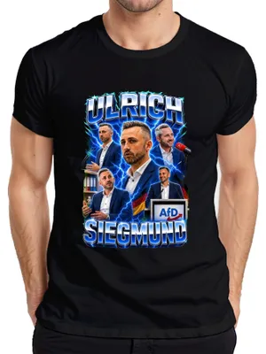 Productafbeelding van Ulrich Siegmund, AfD, Duitsland, Patriotisme, Statement, Sarcasme, Heren T-shirt, Zwart, 3XL