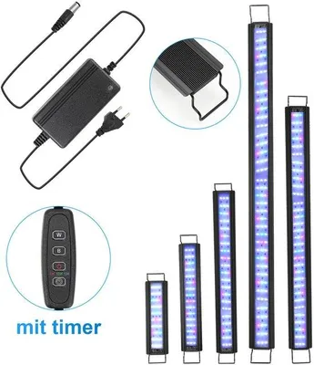 Obrázok produktu pre 45W LED osvetlenie pre akváriá s časovačom – vodotesné – vhodné pre akváriá s dĺžkou 107-130 cm – RGB osvetlenie – 3 režimy – funkcia časovača – nastaviteľný držiak