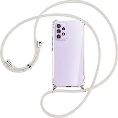Produktbild von Handykette Backcover-Schutzhülle mit Band (Metall silberfarben) für Samsung Galaxy A53 5G - broken white