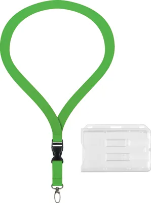 Produktbild von 10 Stück SET: 5x Lanyard Grün Keyholder Umhängeband 20mm Polyester mit Steckschnalle und starkem Karabinerhaken + 5 x Ausweis Halter Kartenhalter Keychain Lanyards Schlüsselband