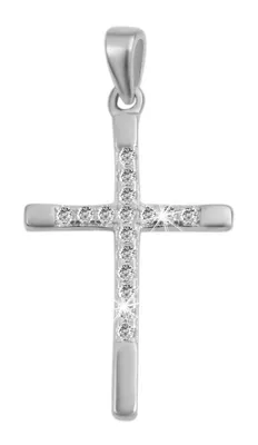 Produktbild von 925/- Echt Silber Anhänger ohne Kette Mozhdeh, filigranes Kreuz mit Zirkoniabesatz, 925/rhodiniert