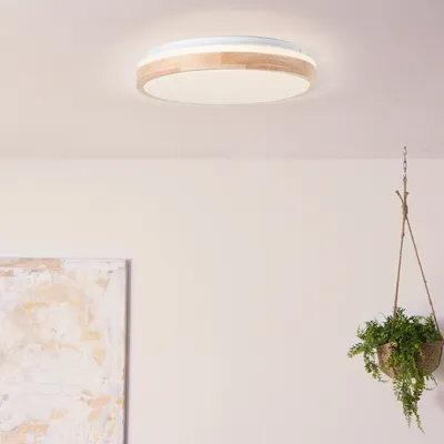 Produktbild von BRILLIANT moderne LED Deckenleuchte BRODSKY | Ø 38 cm Deckenlampe aus nachhaltigem Holz| L| 24W 2500 Lumen 3000 Kelvin | Holz/Metall/Kunststoff