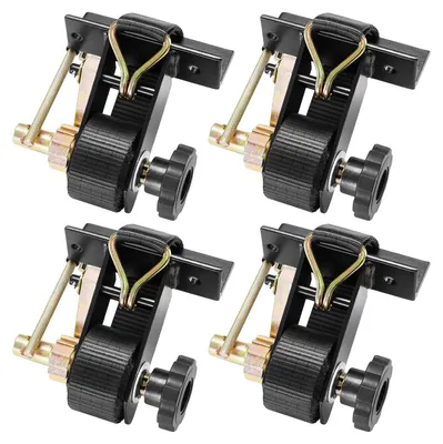 Imagen del producto de Correas de tensión VEVOR para andamios, fijación para tubos cuadrados, 38 mm x 2,25 m, correas de trinquete con doble gancho en J, capacidad de carga de 226,8 kg, correa de carga con cierre de hebilla (paquete de 4)