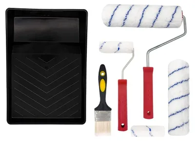 Imagen del producto de Omgoods - Juego de 8 rodillos para pintura con bandeja y pincel, ideal para paredes