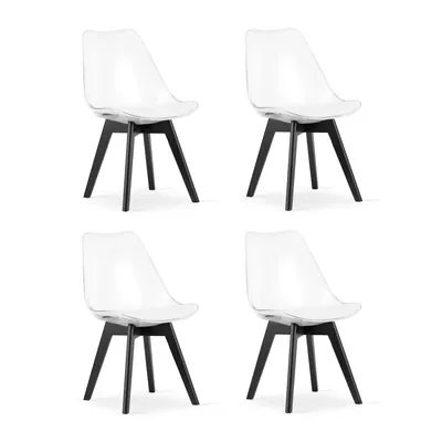 Produktbild von Home Collective 4er Set Esszimmerstuhl Stuhl Wohnzimmerstuhl 4x durchsichtig mit Kunststoffbeinen in schwarz, bequemer & stabiler Schalenstuhl