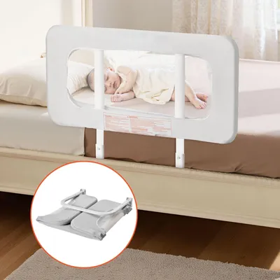 Produktbild von Kinderbettgitter - Bettschutzgitter - Höhenverstellbar 45–67 cm - Verstärktes Eisenrohr - Robuster Oxford-Stoff - Rausfallschutz - Für Kinderbett & Etagenbett