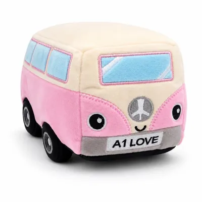 Produktbild von Retro Bus Kuscheltier 27 cm Vintage Plüschbus Stofftier Weicher VW Bus Stil Geschenk für Kinder