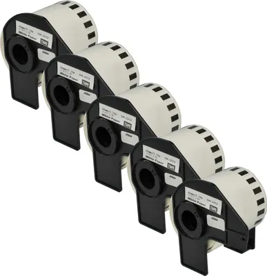 Produktbild von vhbw 5x Rolle mit Halter 62mm x 15,24m (1 Etikette) Ersatz für Brother DK-22212 für Drucker Weiß